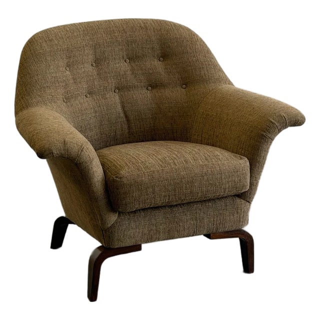 1960s Danish Lounge Chair in Tweed For Sale