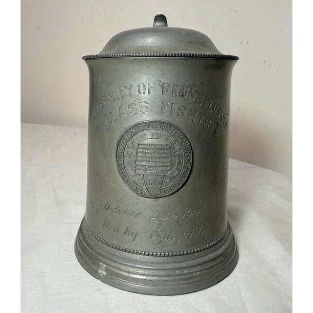 Art Deco Antique 1905 Pewter College University Pennsylvania Class 8 Tankard Trophy Stein For Sale - Image 3 of 14