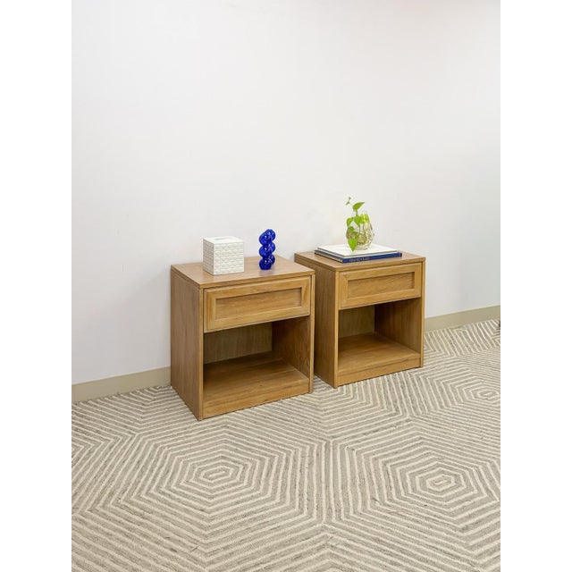 Mid 20th Century Thomasville Blonde Oak Nightstands Pair of Vintage Drawers Storage For Sale - Image 10 of 17