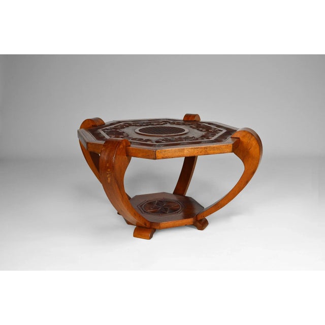 Wood Art Deco Colonial Carved Coffee Table, 1930s For Sale - Image 7 of 14