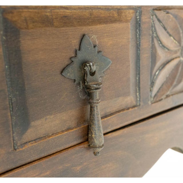 Spanish Side Cabinet or Nightstand in Poplar with Studs, 1940s For Sale - Image 6 of 7