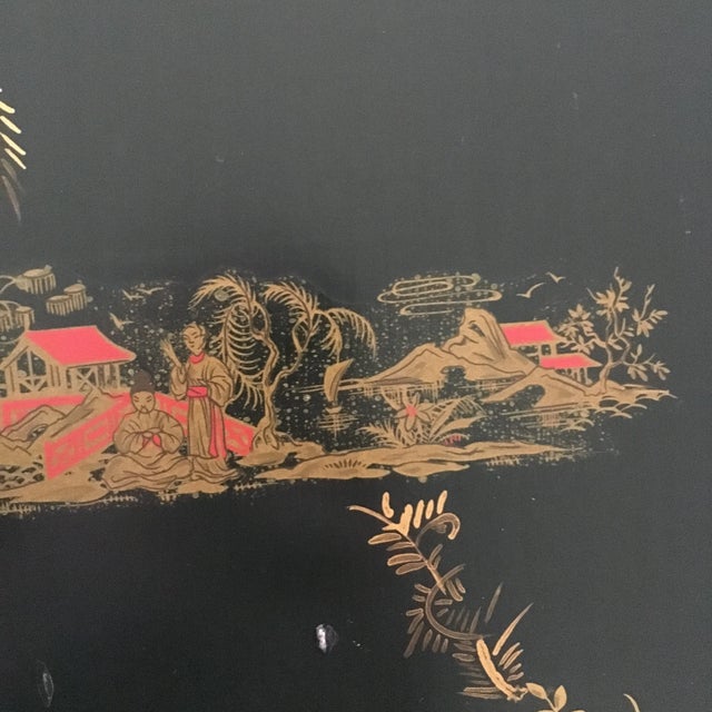 Black Vintage Chinoiserie Style Side Table For Sale - Image 8 of 11