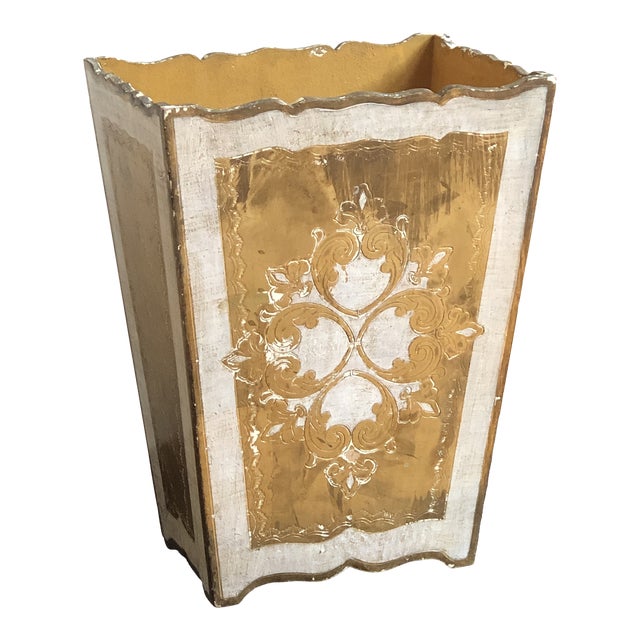 Vintage Florentine Giltwood Wastebasket, Italy Chairish