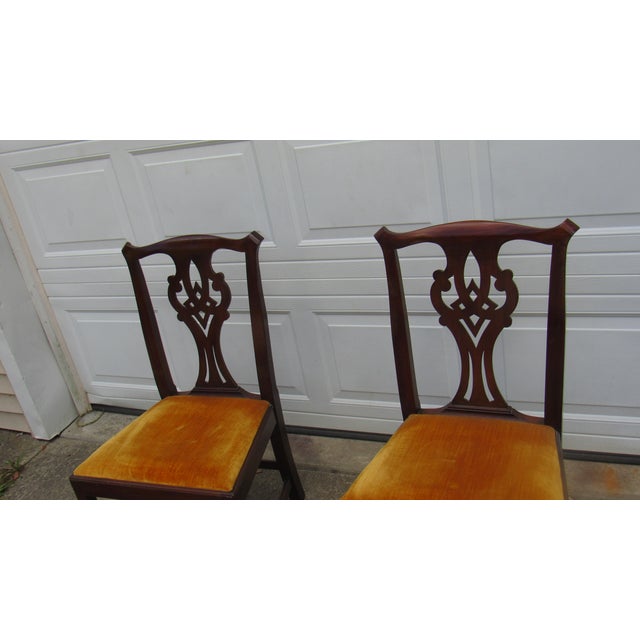 Henkel Harris 1980s Henkel Harris Mahogany Dining Room Chairs Chippendale For Sale - Image 4 of 10