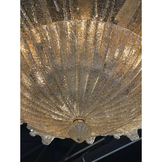 Murano Gold Flecked Murano Glass Leaf Form Ceiling Mount Fixture For Sale - Image 4 of 7