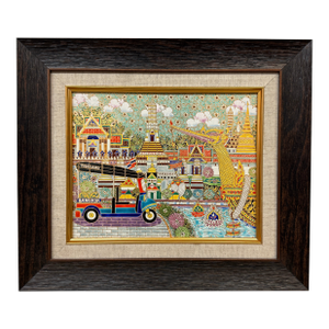 Thai Benjarong Porcelain Picture in Frame