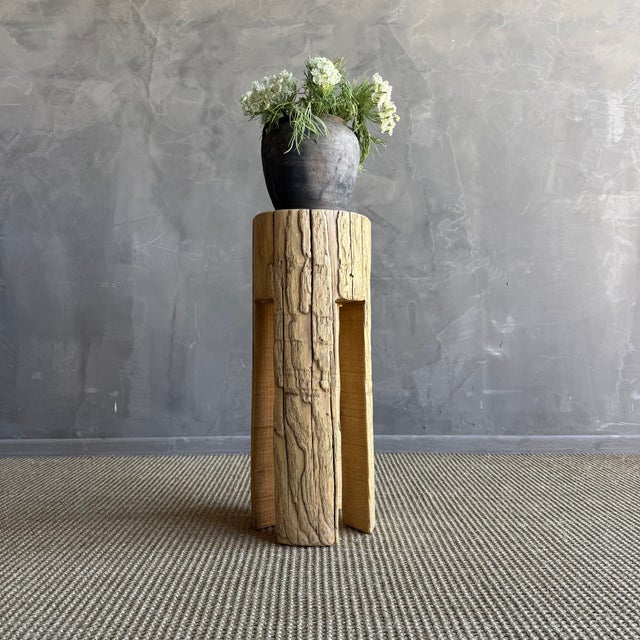 Overall Size: 9.25" x 9.25" x 23.75" H Add a touch of organic elegance to your space with our Kona Carved Stump Side...