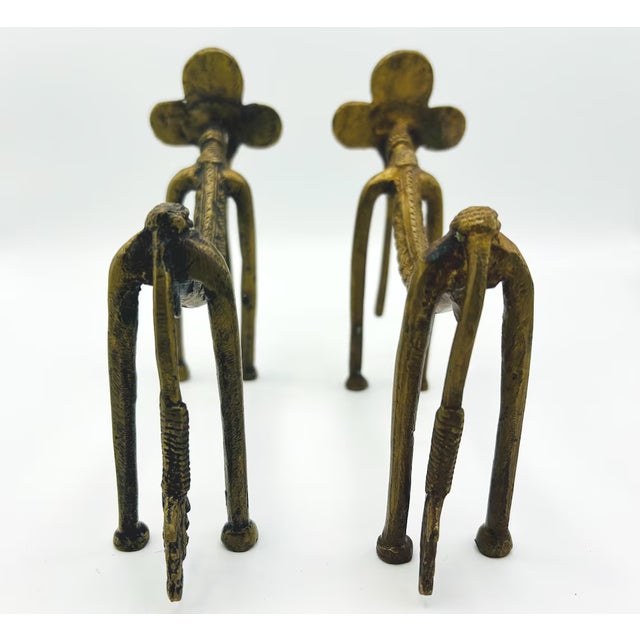 Pair Vintage West African Dogon Style Lost-Wax Brass Elephant Sculptures For Sale In Raleigh - Image 6 of 8