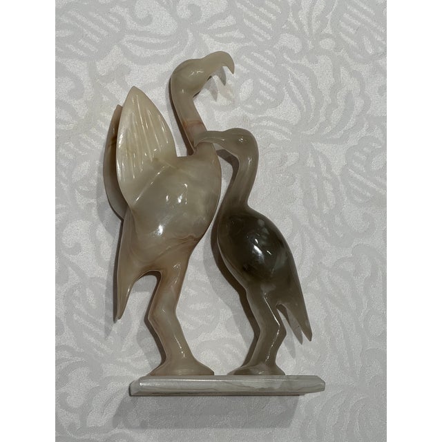 Hollywood Regency 20th-Century Modernist Carved Banded Onyx Avian Sculpture, Dated 1993 For Sale - Image 4 of 10