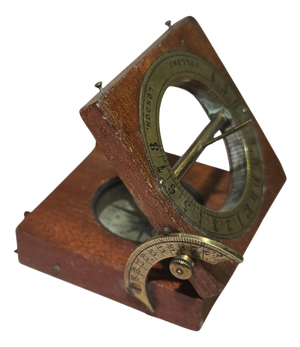 Portable Wood and Brass Sundial from Dollond London, 1880