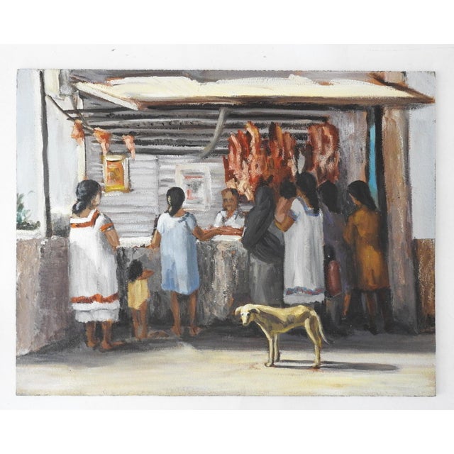Mexican Mid 20th Century Outdoor Mexican Market Painting For Sale - Image 3 of 3