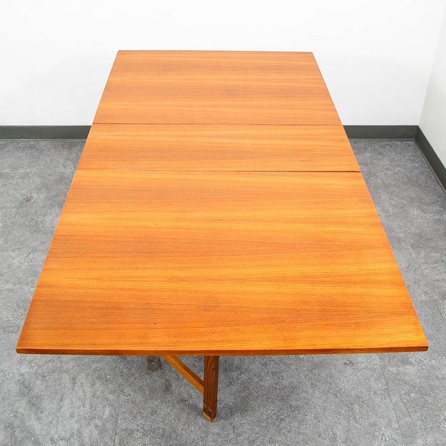 1960s Mid Century Danish Modern Dining Table Drop Leaf Gate Leg Folding Teak MCM For Sale - Image 10 of 12