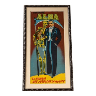 1940s Profesor Alba | Framed Spanish Stage Act Litho Poster For Sale
