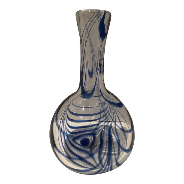 Blue Swirl Art Glass Vase Chairish