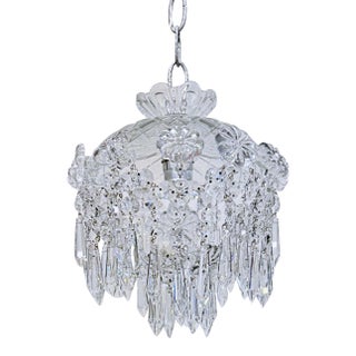 Vintage Hand Cut Glass Dish Basket Pendant For Sale