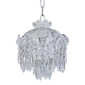 Vintage Hand Cut Glass Dish Basket Pendant