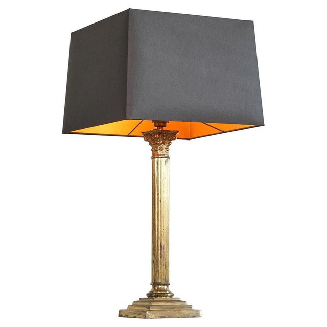 Neoclassical Column Table Lamp in Patinated Brass, 1920s For Sale - Image 11 of 11
