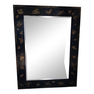 Chinoiserie Wal Mirror Decorated With Butterflies For Sale