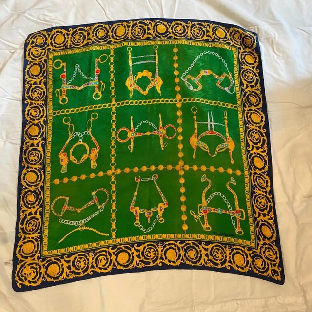 Italian 1980s Vintage Silk Color Italian Scarf Foulard by Renato Balestra For Sale - Image 3 of 11