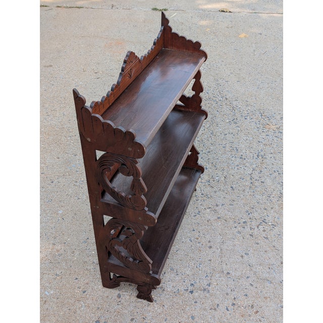 Victorian Mahogany Fretwork Three-Tier Wall Hanging Display Shelves, Circa 1880 For Sale - Image 10 of 10