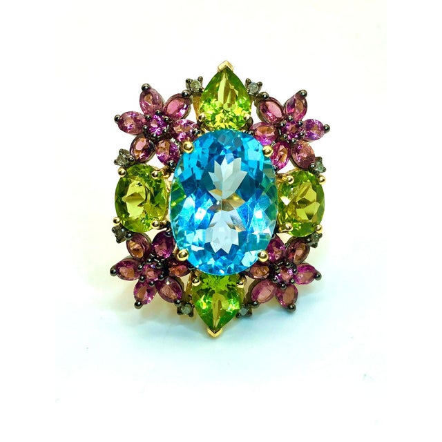 Bochic "Orient" Diamond, Peridot, Amethyst & Blue Topaz Ring Set 18K & Silver For Sale - Image 13 of 18