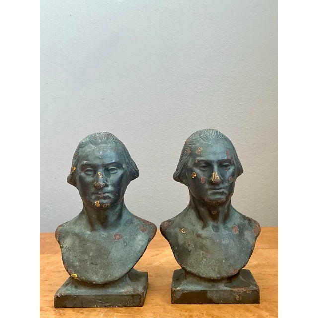 Vintage Patinated Busts of George Washington - A Pair For Sale - Image 17 of 18