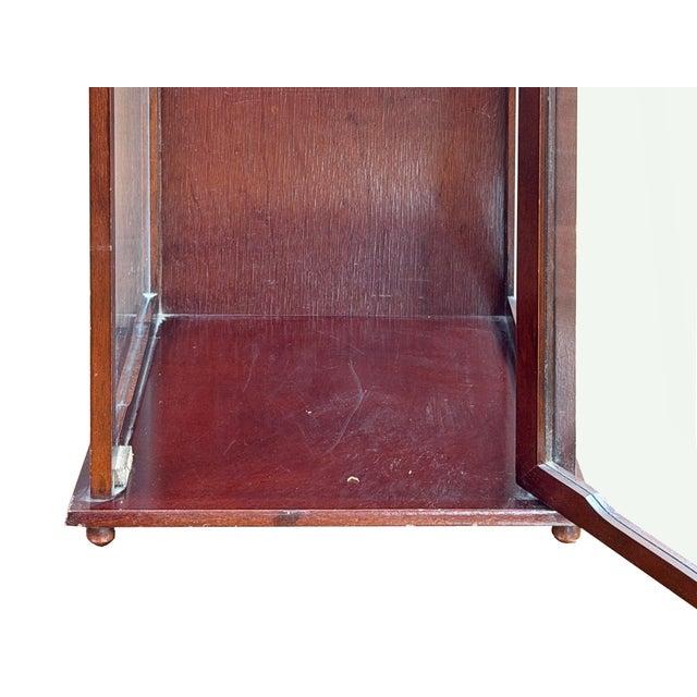 Vintage Square Brown Frame Glass Door Display Case Box For Sale - Image 12 of 13
