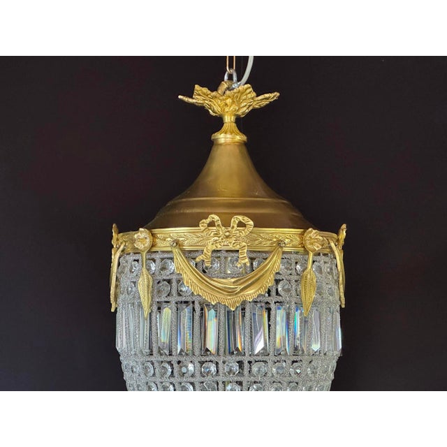 1980 French Louis XVI Gold Bronze Crystal Lantern - 1 Pc For Sale - Image 10 of 15