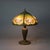 Early 20th Century Antique Bradley & Hubbard Arts and Crafts Reverse Painted Floral Lamp Signed For Sale - Image 5 of 12