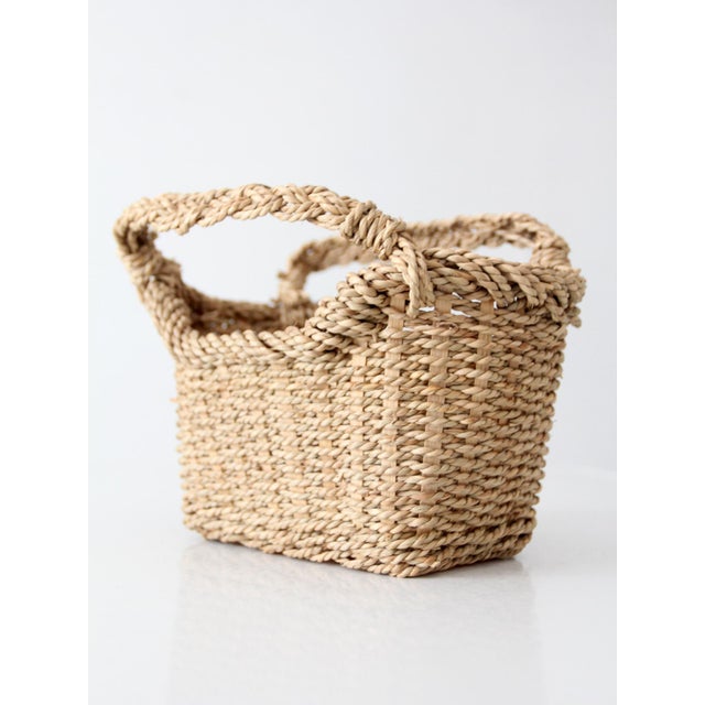 Vintage Woven Basket With Handles For Sale - Image 10 of 13