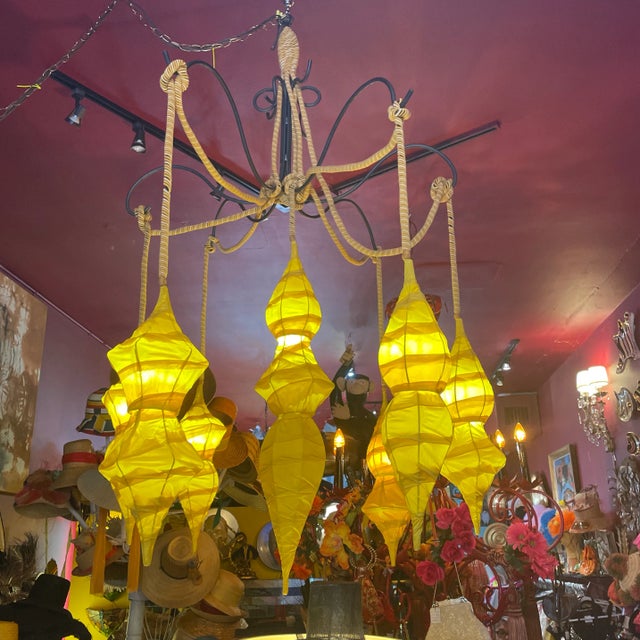 Mid-Century Modern 1980s Mid-Century Yellow Pods Hanging Lamp For Sale - Image 3 of 5