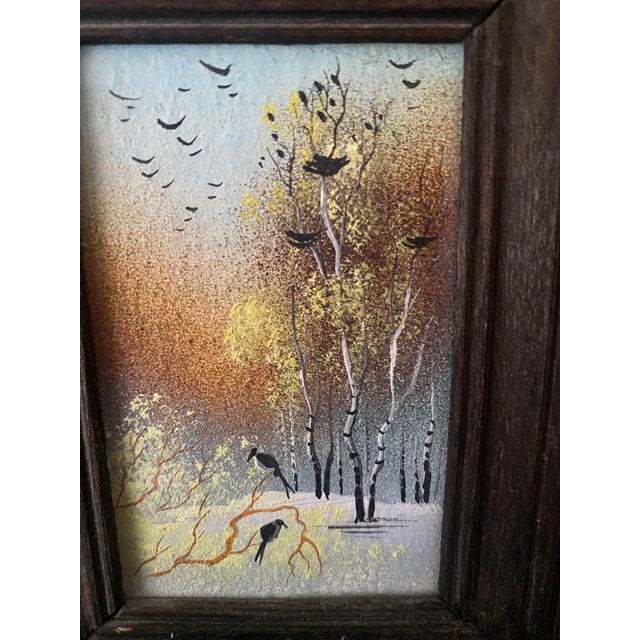 Vintage 1995 Eastern European Impressionist Miniature Landscape - Oil on Board 3.5” X 4.75”. For Sale - Image 12 of 13
