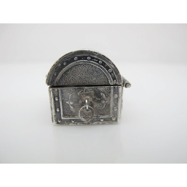Miniature Mexico Sterling Silver Wedding Treasure Chest Trinket Box For Sale - Image 4 of 11