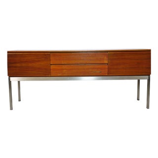 Mid-Century Modern Audio Lowboard Sideboard in Wood and Metal, 1960s For Sale