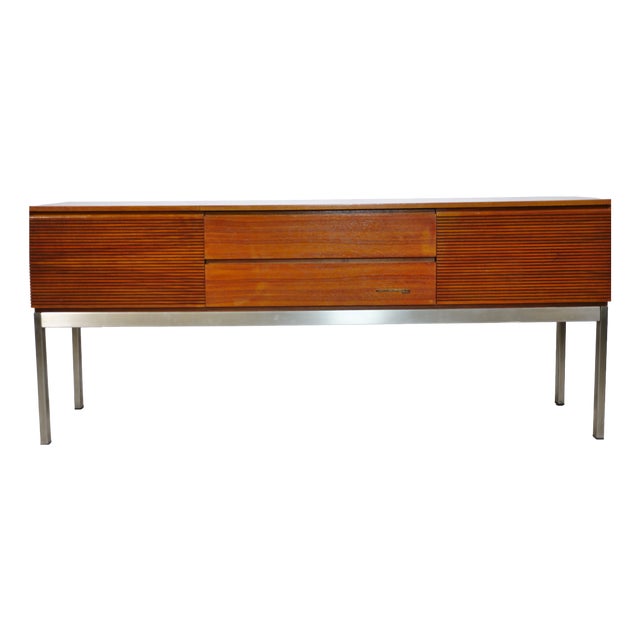Mid-Century Modern Audio Lowboard Sideboard in Wood and Metal, 1960s For Sale