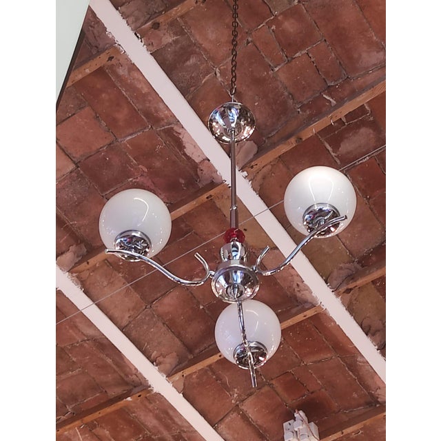 Art Deco Chrome Chandelier, 1930s For Sale - Image 3 of 6