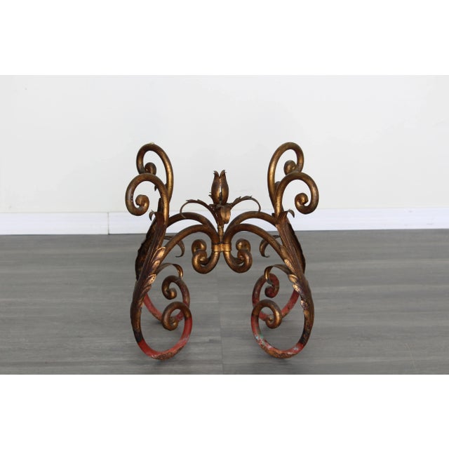 Mid-Century Modern Vintage Hollywood Regency Coffee Table With Glass Top For Sale - Image 3 of 6