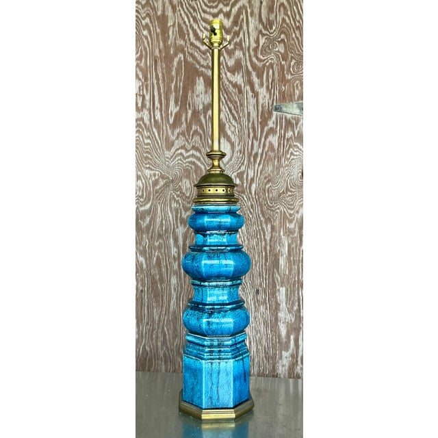 Stiffel Vintage Stiffel Mid-Century Modern Glazed Ceramic Lamp For Sale - Image 4 of 6