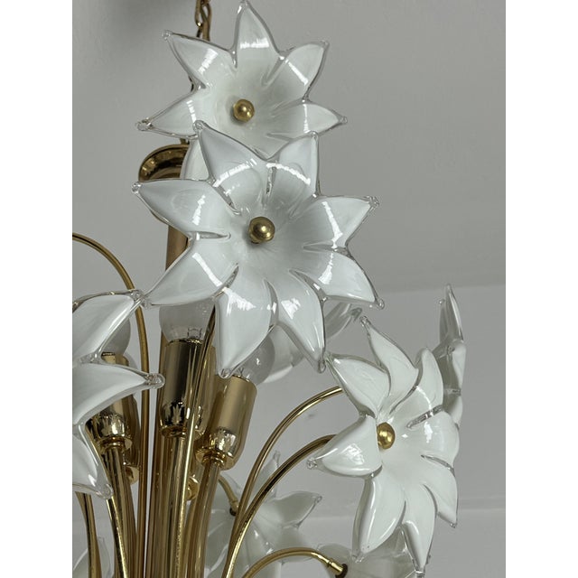 Mid-Century Italian Murano Glass Floral Chandelier, 1970s For Sale - Image 6 of 9