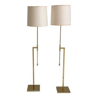Vintage Laurel Brass Floor Lamps Designed by Harold Weiss and Richard Barr - a Pair For Sale