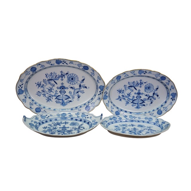 Victorian 31pc Antique German Meissen Blue Onion Dinner Serving Tureens Platters Plates For Sale - Image 3 of 17