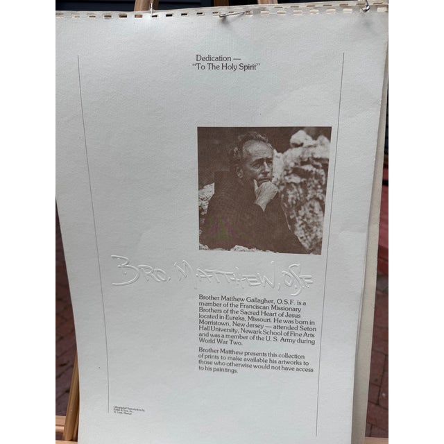 Vintage Folk Art Lithograph by Franciscan Mon Brother Matthew Called “Beside Still Waters” For Sale - Image 4 of 4