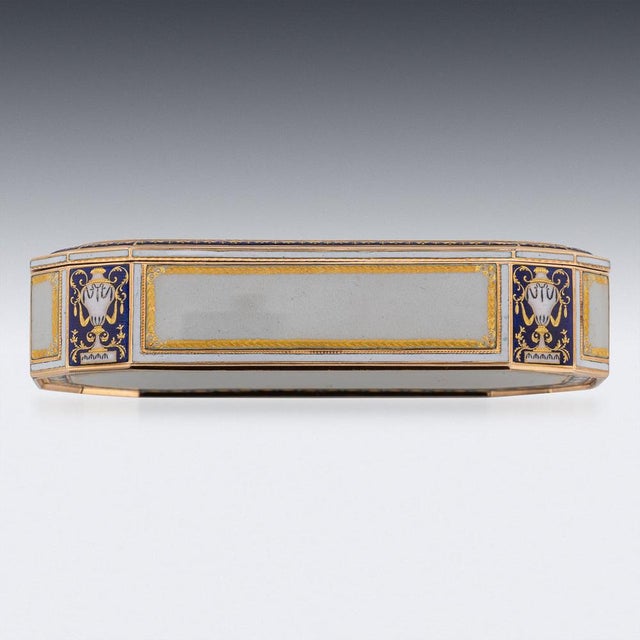 18 Karat Gold and Enamel Snuff Box by Freres Jordan, Hanau, Germany, 1790s For Sale - Image 17 of 18