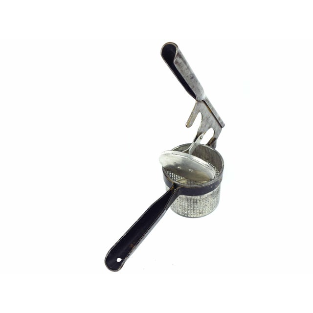 Mid 20th Century Mid 20th Century Metal Potato Ricer Fruit Masher Press Kitchen Tool Accessory For Sale - Image 5 of 10