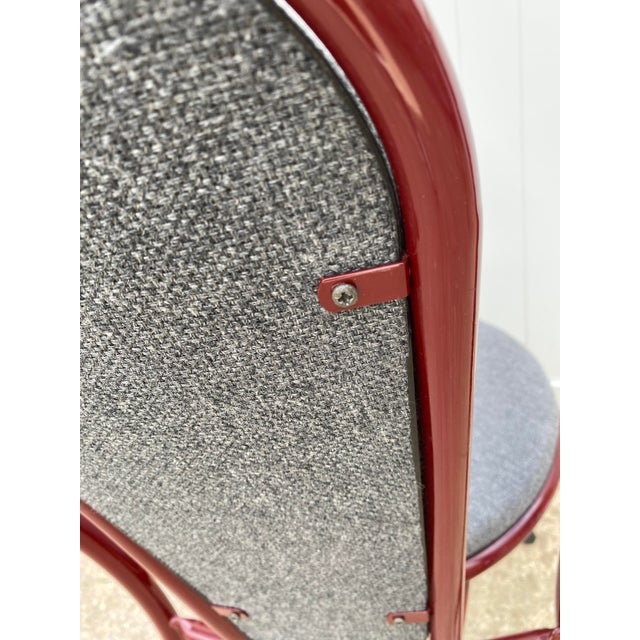 Burgundy Fabric and Metal Bistro Chair, 1990 For Sale - Image 15 of 18