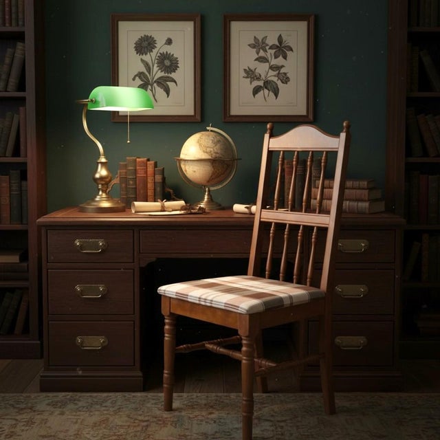 Vintage Dixie Dinette Side Chair-Plaid Upholstered-Colonial Revival-Farm-Desk For Sale - Image 10 of 11