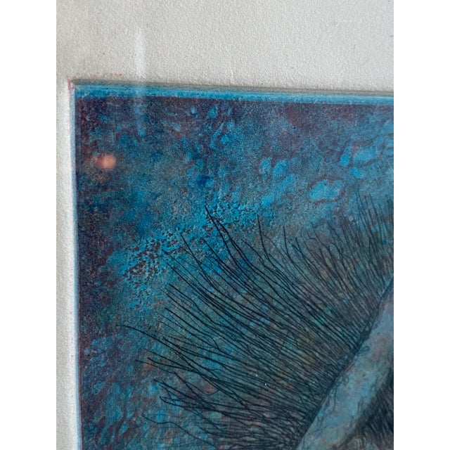Wood Ethereal Swimming Figures Etching in Blonde Hardwood Frame For Sale - Image 7 of 8