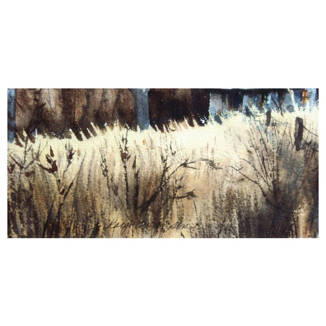 1960s Mid Century Rural Farmhouse Landscape Watercolor Painting with Barn by Kay Swanson For Sale - Image 4 of 6
