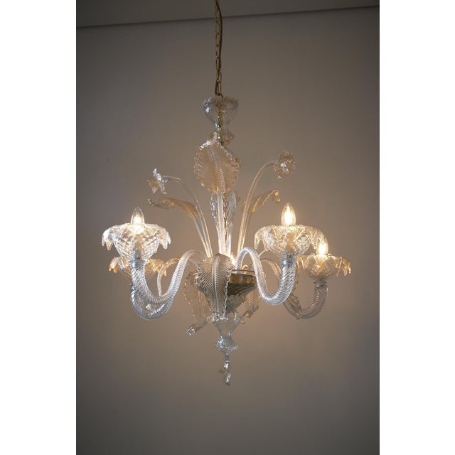 Vintage Chandelier with Gold and Flowers, 1960s For Sale - Image 4 of 14