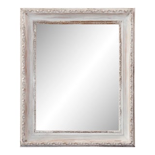 Oyster White on Gold Framed Wall Mirror, Hand-Painted Hardwood/Resin 20th Century For Sale